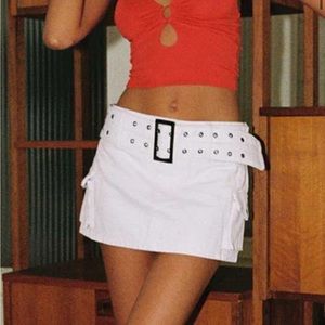 White skirt with belt